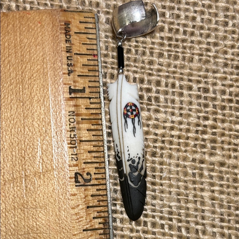Handcrafted Black and White Feather Ear Cuff - Picture 7 of 7